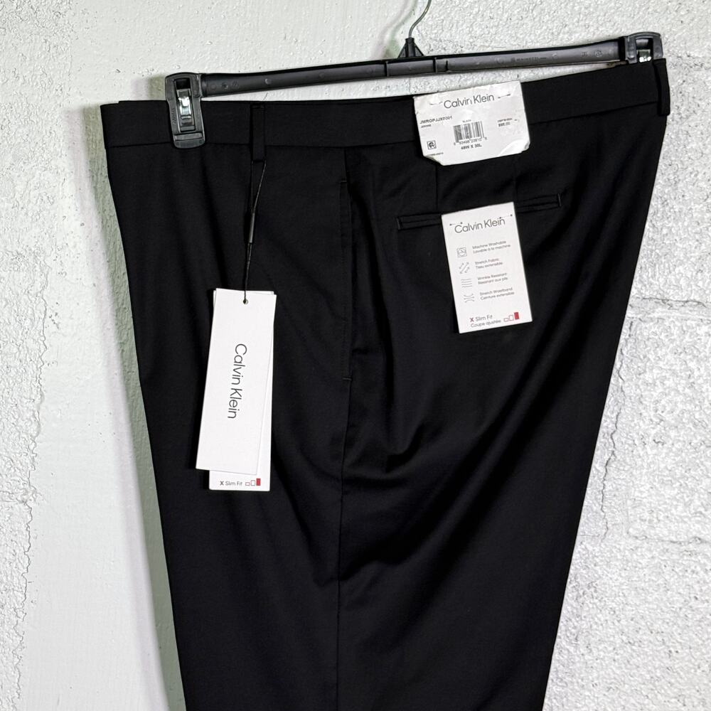 Calvin Klein Men's Slim-Fit Performance Dress Pants Black 48x30 $95